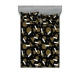 thumbnail image 1 of Geometric Fitted Sheet & Pillow Sham Set, 90s Style Pattern of Continuous Circles Triangles Rectangles Memphis, Decorative Printed 3 Piece Bedding Decor, Queen, Charcoal Grey Mustard, by Ambesonne, 1 of 2