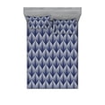 thumbnail image 1 of Geometric Fitted Sheet & Pillow Sham Set, Abstract Style Illustrated Leaves Pattern With Curvy Stripes on Bluish Back, Decorative Printed 3 Piece Bedding Decor, King, Indigo and White, by Ambesonne, 1 of 2
