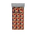 thumbnail image 1 of Geometric Fitted Sheet & Pillow Sham Set, Contemporary Art Style Square and Triangle Shape Patterns Print, Decorative Printed 2 Piece Bedding Decor, Twin, Eggshell Plum and Marigold, by Ambesonne, 1 of 2