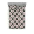 thumbnail image 1 of Geometric Fitted Sheet & Pillow Sham Set, Modern Style Designed Square Pattern With Golden Tone Stripes Print, Decorative Printed 3 Piece Bedding Decor, Full, Charcoal Grey Pale Grey, by Ambesonne, 1 of 2
