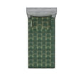thumbnail image 1 of Geometric Fitted Sheet & Pillow Sham Set, Repeating Reverse U Shapes With Stripe Pattern on Greenish Backdrop, Decorative Printed 2 Piece Bedding Decor, Twinxl, Pale Earth Yellow Teal, by Ambesonne, 1 of 2