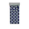 thumbnail image 1 of Geometric Fitted Sheet & Pillow Sham Set, Rhombus Forms Diamond Shape Geometric Style Modern Minimal Artwork, Decorative Printed 2 Piece Bedding Decor, Twinxl, Dark Blue Earth Yellow, by Ambesonne, 1 of 2