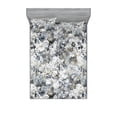 thumbnail image 1 of Geometric Fitted Sheet & Pillow Sham Set, Simplified Abstract Flowers Pattern Classic Grungy Style Illustration, Decorative Printed 3 Piece Bedding Decor, King, Slate Brown Pale Grey, by Ambesonne, 1 of 2