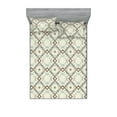 thumbnail image 1 of Geometric Fitted Sheet & Pillow Sham Set, Squares Checkered Pattern Retro Concept Striped Repetitive Art, Decorative Printed 3 Piece Bedding Decor, Calking, Pale Teal Taupe and Eggshell, by Ambesonne, 1 of 1