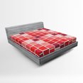 thumbnail image 1 of Ambesonne Colorful Fitted Sheet, Tile Rectangle Square, Full Size, Coral Rose Dried Rose, 1 of 2