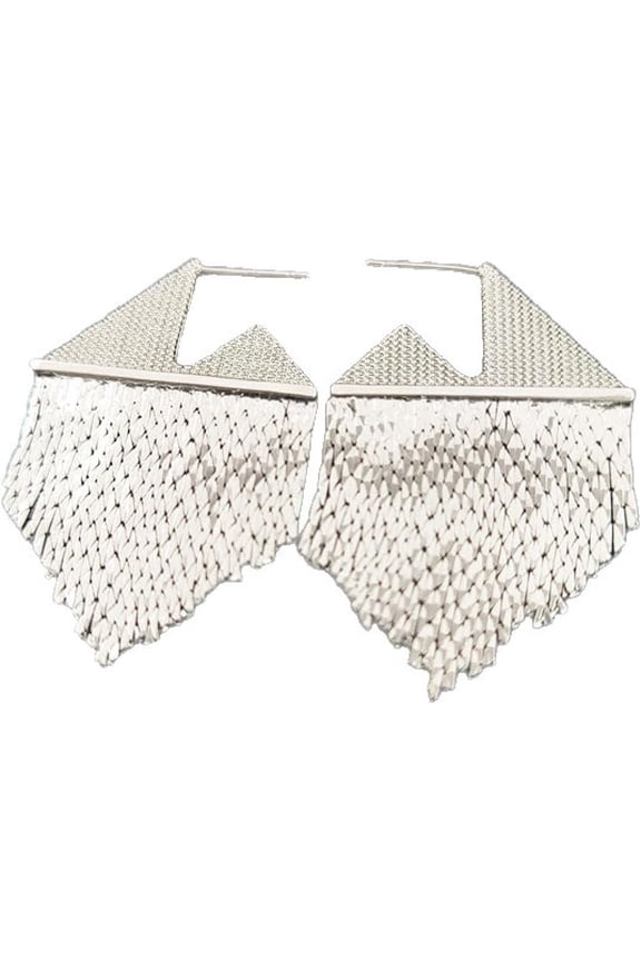 Geometric Floating Teardrop Earrings, Asymmetrical Triangle Fringe Dangling Ear Climbers, Unique Modern Ear Cuffs for Women[s388]