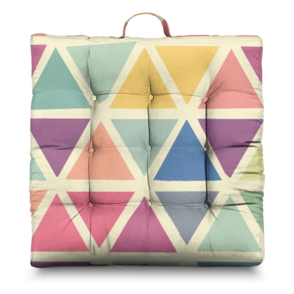 Geometric Floor Sitting Pillow - Large Square Tatami Mat Cushion, Retro Plaid Design, Extra-Thick & Supportive, Ideal for Minimalist Spaces
