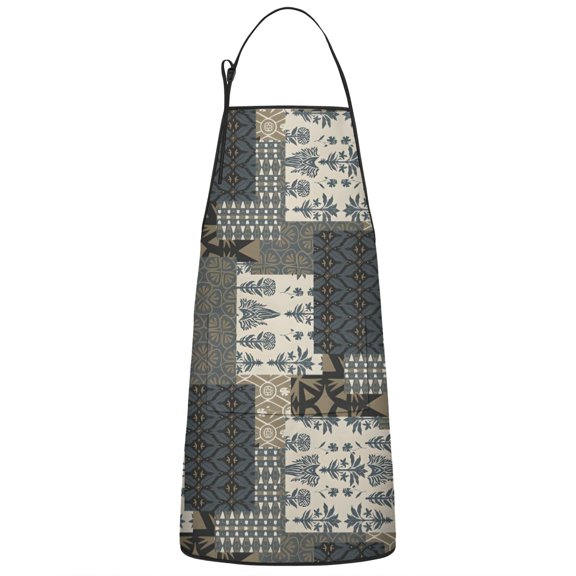 Geometric and Floral Boho Pattern Apron-Garden Aprons for Women with Pockets-Cotton Linen Waterproof Kitchen Cooking Gardening Aprons Adjustable for Kitchen,Cooking,BBQ and Salon 33x27 Inch
