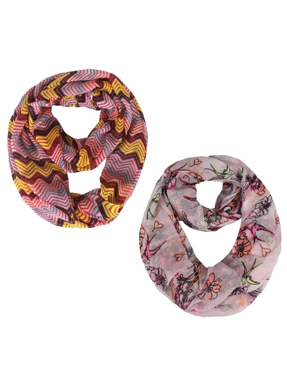 Geometric Floral Chevron Sheer Infinity Scarf Loops Circle Scarf