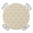 thumbnail image 1 of Geometric Floral Elastic Fitted Round Table Cover Abstract Retro Brown Waterproof Outdoor Tablecloth for Holiday Party, Picnic, Patio & Dining Fits Tables Up to 45"-54", 1 of 8