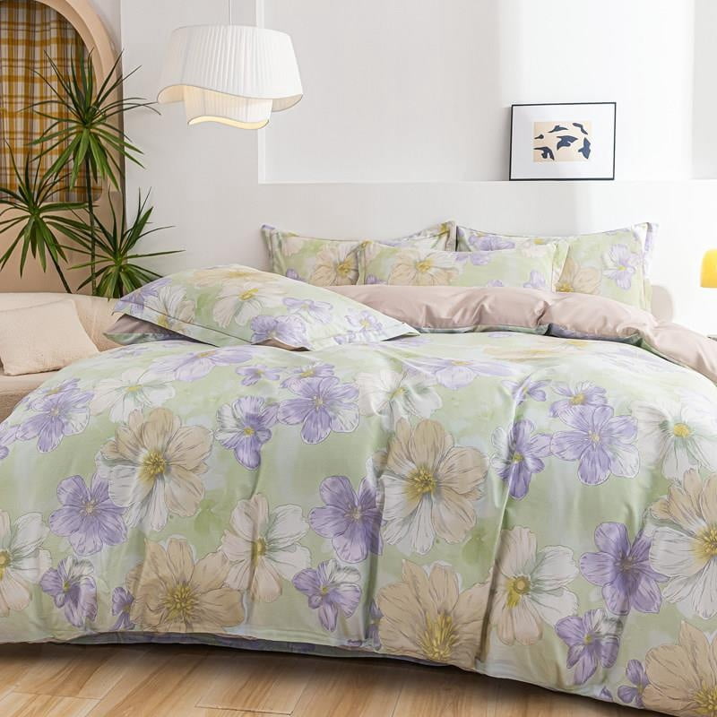 Geometric Floral Microfiber Duvet Cover Set - Queen/King Size - Walmart.com