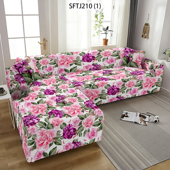 Geometric Floral Pattern Living Room Sofa Cover Printing Retro rative Cushion Cover Linen Sofa Cover Easy To Remove And Wash
