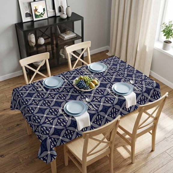 Geometric Floral Rectangle Tablecloth 52x70 Inch Abstract Vintage Waterproof Polyester Tablecloth for Dining Table, Washable Table Cover for Kitchen Dining Room Wedding Decoration,Stain Resistant