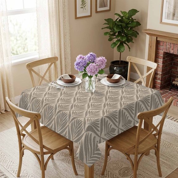 Geometric Floral Square Tablecloth 60x60 Inch Abstract Retro Waterproof Polyester Tablecloth for Dining Table, Washable Table Cover for Kitchen Dining Room Wedding Decoration,Stain Resistant