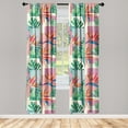 thumbnail image 1 of Geometric Floral Window Curtains, Exotics Vibes Monstera Leaves Pattern with Rhombus Abstract Art, Lightweight Decor 2-Panel Set with Rod Pocket, Pair of - 28"x84", Jade Green Pink Cream, by Ambesonne, 1 of 3