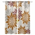 thumbnail image 1 of Geometric Flower Blackout Curtains for Bedroom/Living Room, Thermal Insulated Kitchen Curtains, Vintage Country Floral Orange Grey on Linen Grommet Darkening Window Treatment Drapes 52"x63"x2, 1 of 8