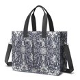 Geometric Flower Blue Pattern Canvas Messenger Tote Bag, Nurse Handbag ...