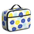 thumbnail image 1 of Geometric Flower and Dahlia White Insulated Lunch Bag Teens,Bento School Lunch Bag for Teens for Work,Picnic or Travel 10.6x7.7x4.3 Inches,12 Can Capacity, 1 of 6
