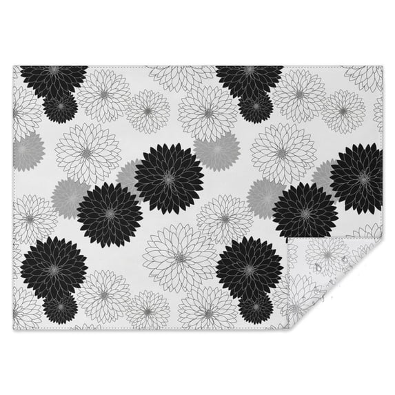 Table Menu App Geometric Flower and Dahlia White Waterproof Tablecloth, Rectangular ...