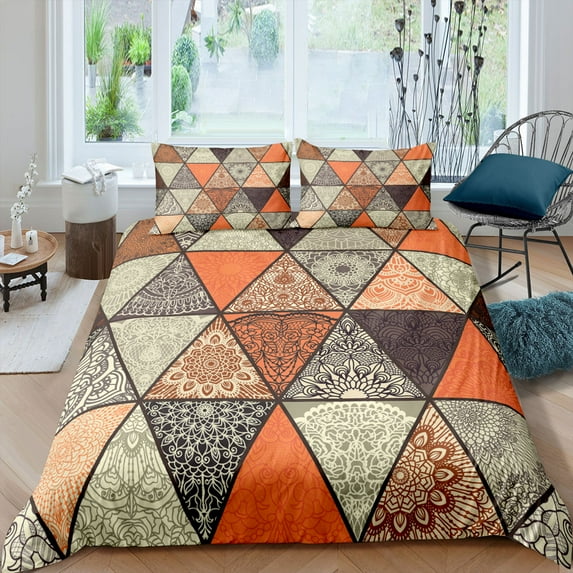 Geometric Flower King Duvet Cover Bohemian Mandala Bedding Set Ethnic India Quilt Cover Colorful Floral Comforter Cover