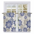 thumbnail image 1 of Geometric Flower Kitchen Curtains 54 Inch Length, Vintage Country Floral Blue Grey on Linen Tiers Curtains for Bathroom Bedroom Cafe, Light Filtering Small Window Treatment Drapes 2 Panels 42"Wx54"L, 1 of 8