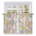 thumbnail image 1 of Geometric Flower Kitchen Curtains 54 Inch Length, Vintage Country Floral Pink Green on Linen Tiers Curtains for Bathroom Bedroom Cafe, Light Filtering Small Window Treatment Drapes 2 Panels 42"Wx54"L, 1 of 8