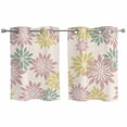 thumbnail image 1 of Geometric Flower Kitchen Curtains Window Panels, Vintage Country Floral Pink Green on Linen Insulated Window Treatment Curtain, Grommet Curtains for Bedroom/Living Room/Bathroom, 2 Piece 27.5"Wx39"L, 1 of 8