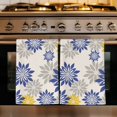 thumbnail image 1 of Geometric Flower Kitchen Towels Set of 3, Vintage Country Floral Blue Yellow on Linen Absorbent Dish Towels for Kitchen, Microfiber Hand Towel, Quick Drying Tea Towel for Cleaning Dishcloths, 1 of 7
