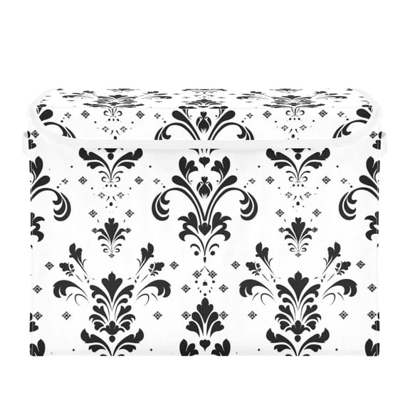 Geometric Flower Pattern Foldable Storage Bin with Lid and Handle Collapsible Storage Box 16.5 x 12.6 x 11.8 inches