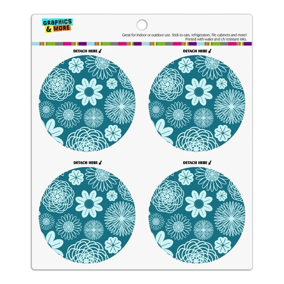 Geometric Flower Pattern Refrigerator Fridge Locker Vinyl Circle Magnet Set