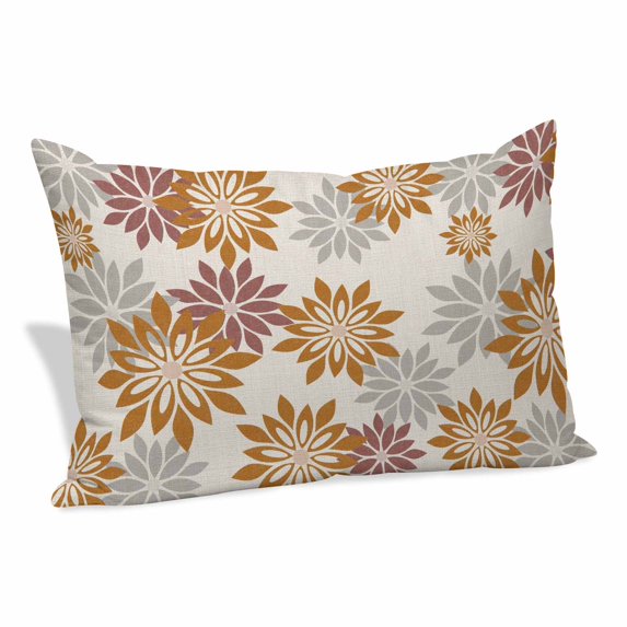 Geometric Flower Pillow Covers 12"x20", Vintage Country Floral Orange Grey on Linen Soft Brushed Microfiber Breathable Throw Pillow Covers, Decorative Pillowcase with Zipper for Couch Sofa Bedroom