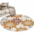 thumbnail image 1 of Geometric Flower Round Area Rugs Collection 4', Vintage Country Floral Orange Grey on Linen Non Slip Indoor Circular Throw Runner Rug Floor Mat Carpet for Living Room Dining Table Bedroom Nursery, 1 of 9