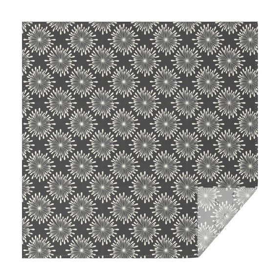 Geometric Flower and Sunburst Gray Square Tablecloth, Waterproof Wipeable Spillproof Washable Table Cover for Home Kitchen Party and Daily Decor 52"x52"