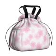 thumbnail image 1 of Geometric Flower and Cherry Blossom Drawstring Insulated Lunch Bag for Women, Stain-Resistant Large Lunch Tote with Multi-Pockets for Work Office, 1 of 6