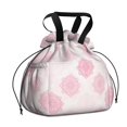 thumbnail image 1 of Geometric Flower and Mandala Pink Drawstring Insulated Lunch Bag for Women, Stain-Resistant Large Lunch Tote with Multi-Pockets for Work Office, 1 of 6
