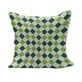 thumbnail image 1 of Geometric Fluffy Throw Pillow Cushion Cover, Classical Diamond Line Pattern with Dotted Lines Vintage Design, Rectangle Accent Pillow Case, 26" x 16", Lime Green Dark Green, by Ambesonne, 1 of 5