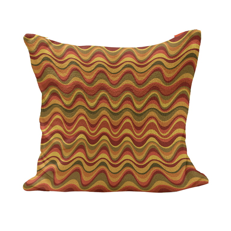 Geometric Fluffy Throw Pillow Cushion Cover, Desert Dune Pattern Abstract  Design Warm Color Palette Funky Retro Art Style, Decorative Square Accent  Pillow Case, 20\