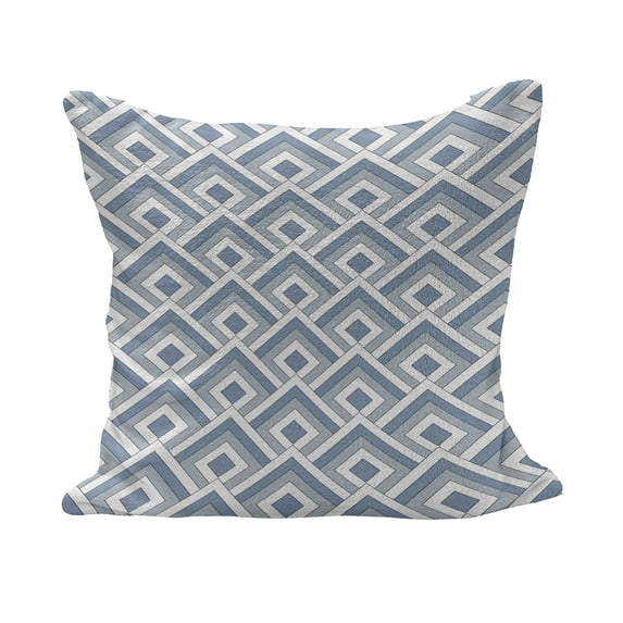 Geometric Fluffy Throw Pillow Cushion Cover, Diagonal Entwined Nested Squares Pattern Classical Repeating Design, Decorative Square Accent Pillow Case, 16" x 16", Slate Blue Blue White, by Ambesonne