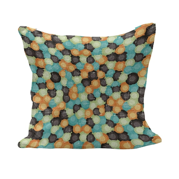 Geometric Fluffy Throw Pillow Cushion Cover, Grunge Colorful Circles with Effects Odd Disc Shaped Ovals Retro Design, Rectangle Accent Pillow Case, 26" x 16", Multicolor, by Ambesonne