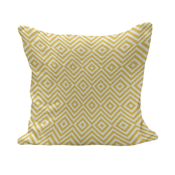 Geometric Fluffy Throw Pillow Cushion Cover, Modern Design with Triangle Square Shapes Made with Stripes Art Print, Decorative Square Accent Pillow Case, 28" x 28", Marigold and White, by Ambesonne