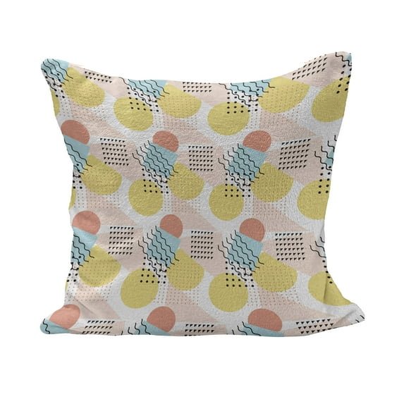 Geometric Fluffy Throw Pillow Cushion Cover, Modern Illustration with Unusual Trippy Lines and Simple Rectangle Shapes Print, Rectangle Accent Pillow Case, 36" x 16", Multicolor, by Ambesonne