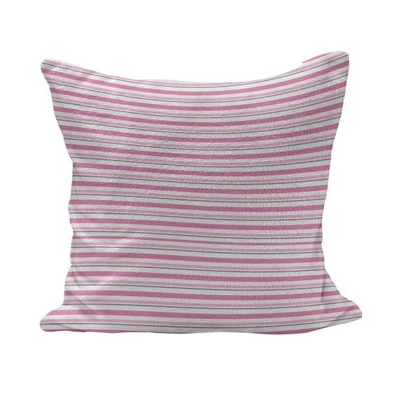 Geometric Fluffy Throw Pillow Cushion Cover, Pink Toned and Grey Lines on White Backdrop Striped Pattern Modern Design, Decorative Square Accent Pillow Case, 26" x 26", White Pink Grey, by Ambesonne