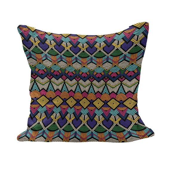 Geometric Fluffy Throw Pillow Cushion Cover, Retro Eighties Design Vibrant Color Scheme Geometrical Lines Half Circles Vintage, Decorative Square Pillow Case, 40" x 40", Multicolor, by Ambesonne