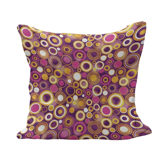 Geometric Fluffy Throw Pillow Cushion Cover, Retro Style 70s Like Vintage Circles and Rounds Water Drops Like Image Art, Decorative Square Accent Pillow Case, 16" x 16", Multicolor, by Ambesonne