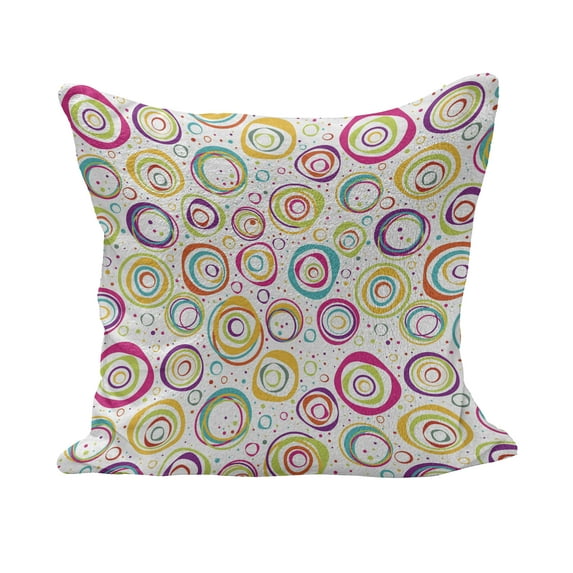 Geometric Fluffy Throw Pillow Cushion Cover, Spirals with Funny Dots Bubbles Background Theme Print, Decorative Square Accent Pillow Case, 40" x 40", Multicolor, by Ambesonne