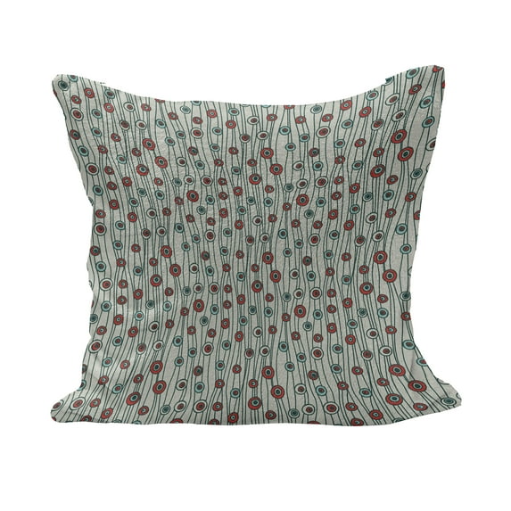 Geometric Fluffy Throw Pillow Cushion Cover, Vertical Lines Stripes with Circular Shapes Funky Faded Colors, Decorative Square Accent Pillow Case, 36" x 36", Brown Cream Seafoam, by Ambesonne