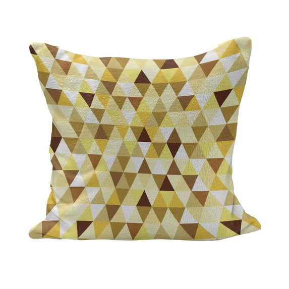 Geometric Fluffy Throw Pillow Cushion Cover, Vibrant Colored Triangle Shapes Pattern Funky Geometric Abstract Elements Art, Rectangle Accent Pillow Case, 26" x 16", Yellow Brown, by Ambesonne