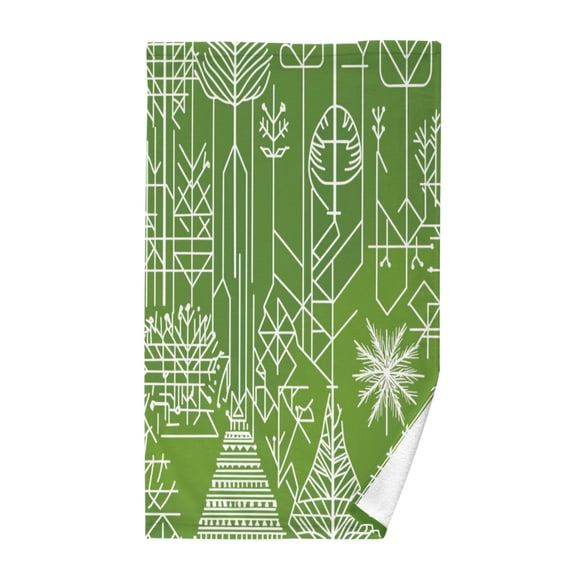 Geometric Forest Patterns Hand Towel Cotton 16x28 in Soft Absorbent Quick Dry Bath Face Towel