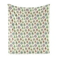 thumbnail image 1 of Geometric Forest Soft Flannel Fleece Blanket, Trees with Spirals Triangles and Circles on Off White Colored Background, Cozy Plush for Indoor and Outdoor Use, 50" x 60", Multicolor, by Ambesonne, 1 of 5