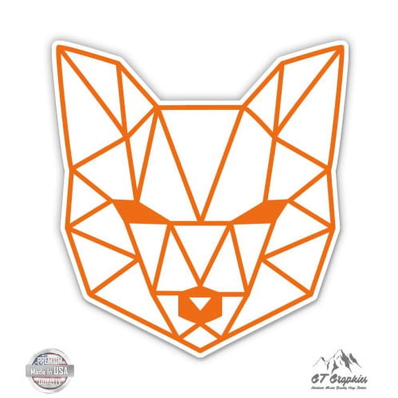 Geometric Fox Orange - 3" Vinyl Sticker - For Car Laptop I-Pad Phone Helmet Hard Hat - Waterproof Decal